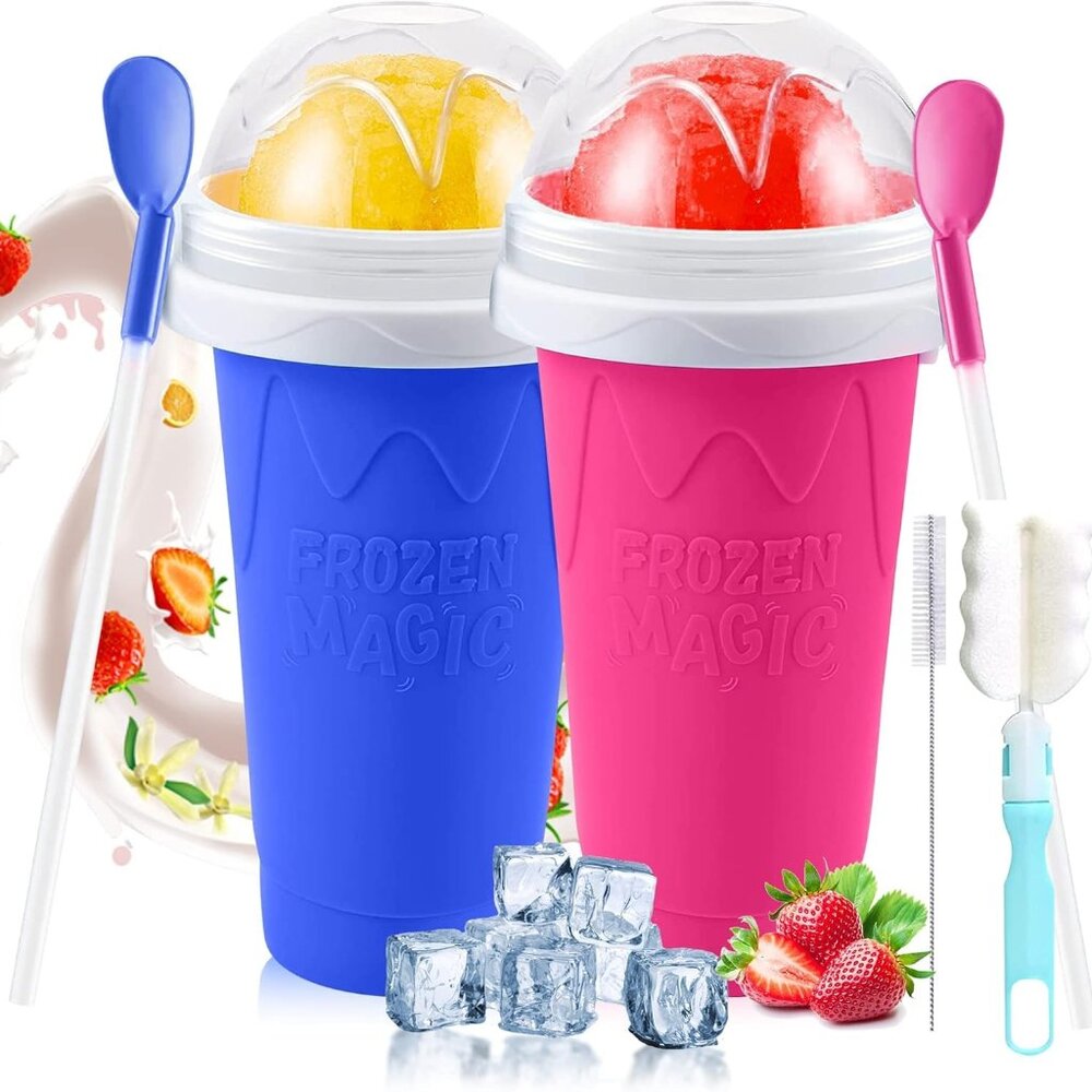 Quick Frozen Magic Cup, Double Layers Slushie Cup, DIY Homemade Squeeze Icy Cup